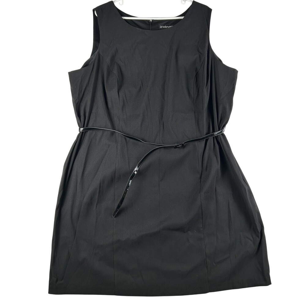 Lane Bryant Dress Womens 28 Black Belted Sleeveless Sheath Workwear Knee Length